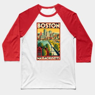 A Vintage Travel Art of Boston - Massachusetts - US Baseball T-Shirt